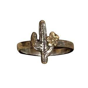 James Avery Ring Size 7 Sterling Silver and Bronze Cactus Blossom Retired